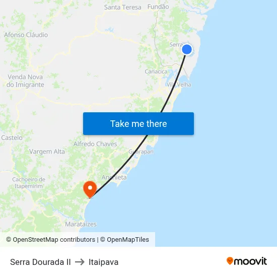 Serra Dourada II to Itaipava map