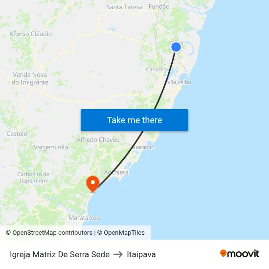 Igreja Matriz De Serra Sede to Itaipava map