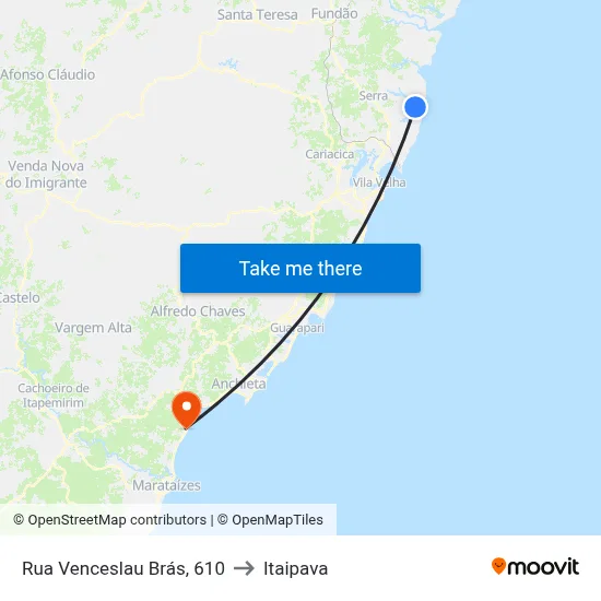 Rua Venceslau Brás, 610 to Itaipava map