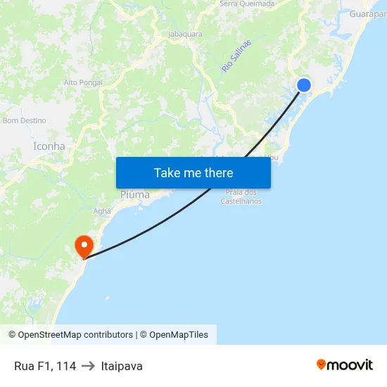Rua F1, 114 to Itaipava map