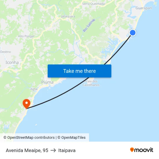 Avenida Meaípe, 95 to Itaipava map