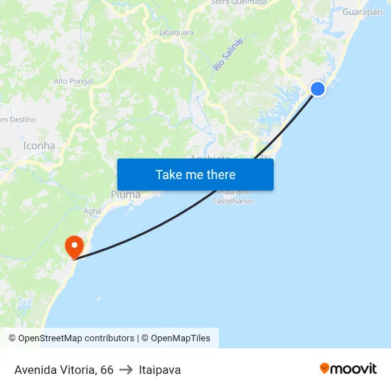 Avenida Vitoria, 66 to Itaipava map
