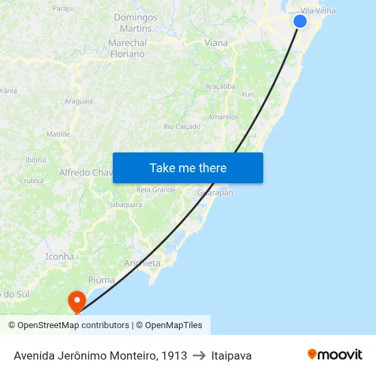 Avenida Jerônimo Monteiro, 1913 to Itaipava map
