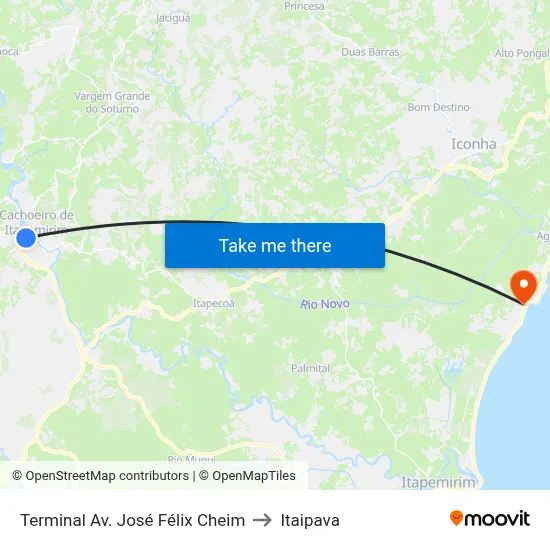Terminal Av. José Félix Cheim to Itaipava map
