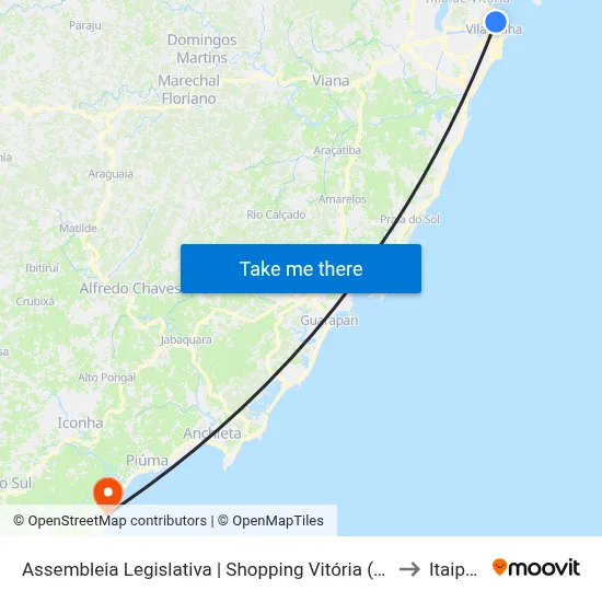 Assembleia Legislativa | Shopping Vitória (Municipal) to Itaipava map