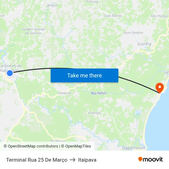 Terminal Rua 25 De Março to Itaipava map