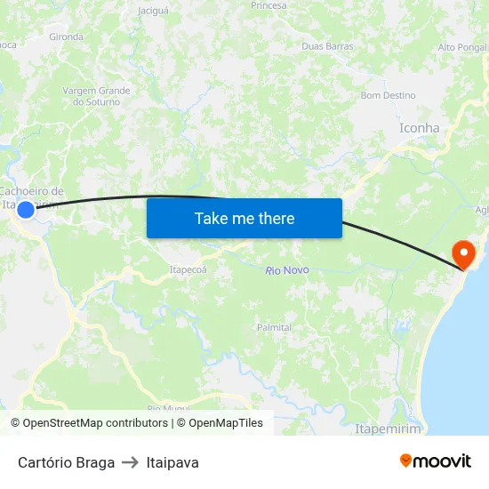 Cartório Braga to Itaipava map