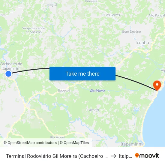 Terminal Rodoviário Gil Moreira (Cachoeiro De Itapemirim) to Itaipava map