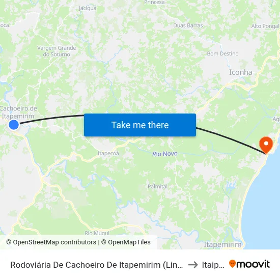 Rodoviária De Cachoeiro De Itapemirim (Linhas Municipais) to Itaipava map