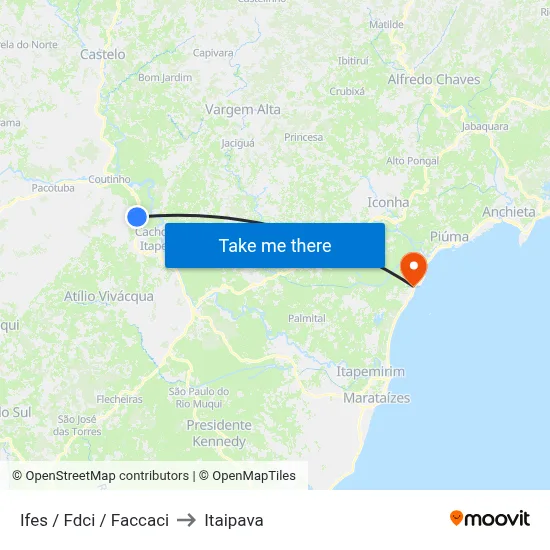 Ifes / Fdci / Faccaci to Itaipava map