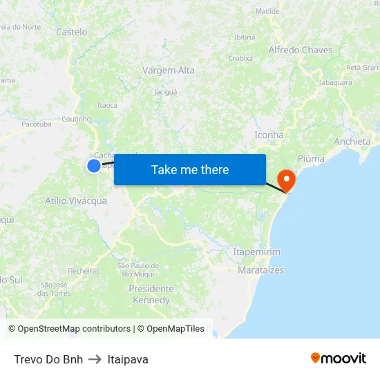 Trevo Do Bnh to Itaipava map