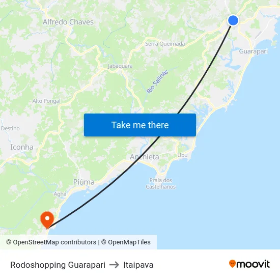 Rodoshopping Guarapari to Itaipava map