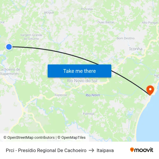 Prci - Presídio Regional De Cachoeiro to Itaipava map