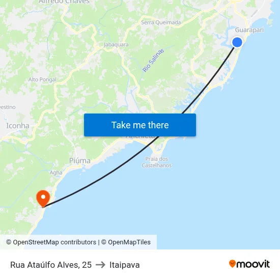 Rua Ataúlfo Alves, 25 to Itaipava map