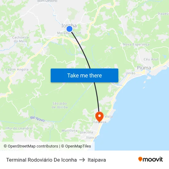 Terminal Rodoviário De Iconha to Itaipava map