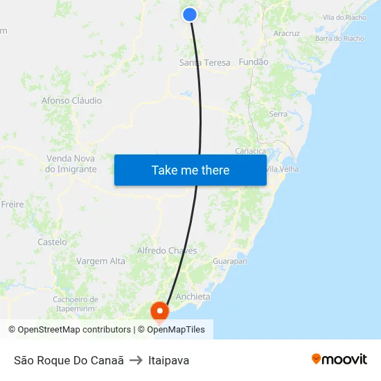 São Roque Do Canaã to Itaipava map