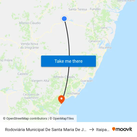 Rodoviária Municipal De Santa Maria De Jetibá to Itaipava map