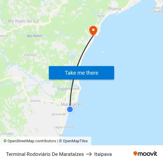 Terminal Rodoviário De Marataízes to Itaipava map