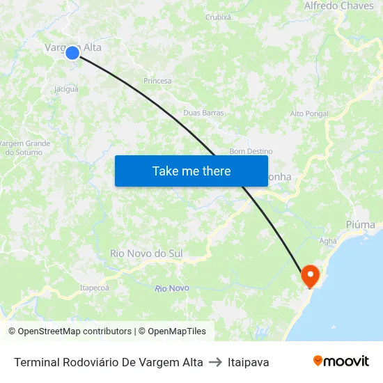 Terminal Rodoviário De Vargem Alta to Itaipava map