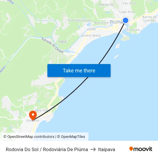 Rodovia Do Sol / Rodoviária De Piúma to Itaipava map
