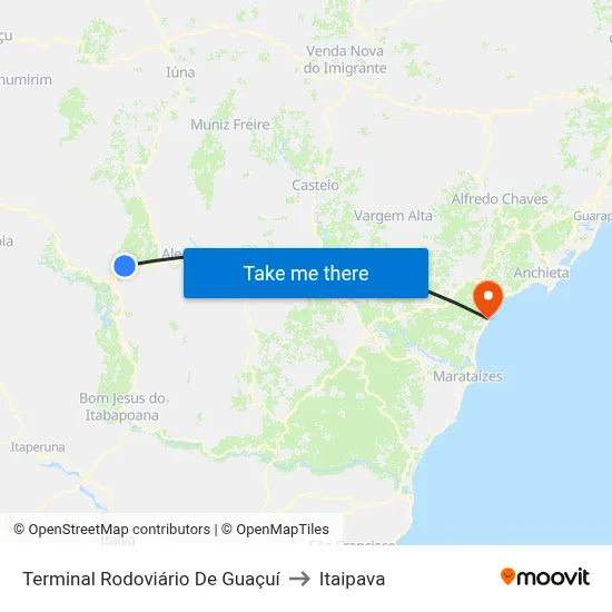 Terminal Rodoviário De Guaçuí to Itaipava map