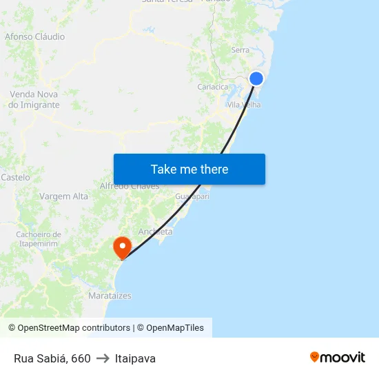 Rua Sabiá, 660 to Itaipava map