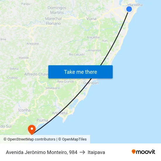 Avenida Jerônimo Monteiro, 984 to Itaipava map
