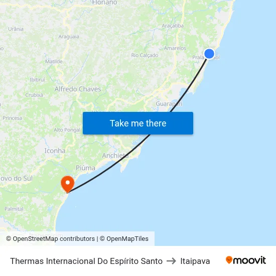 Thermas Internacional Do Espírito Santo to Itaipava map