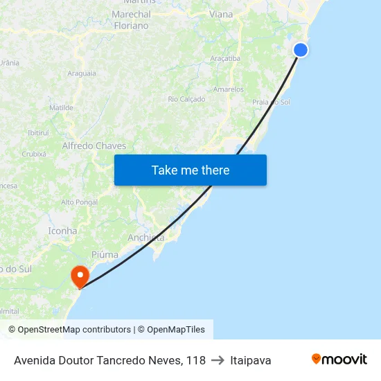 Avenida Doutor Tancredo Neves, 118 to Itaipava map