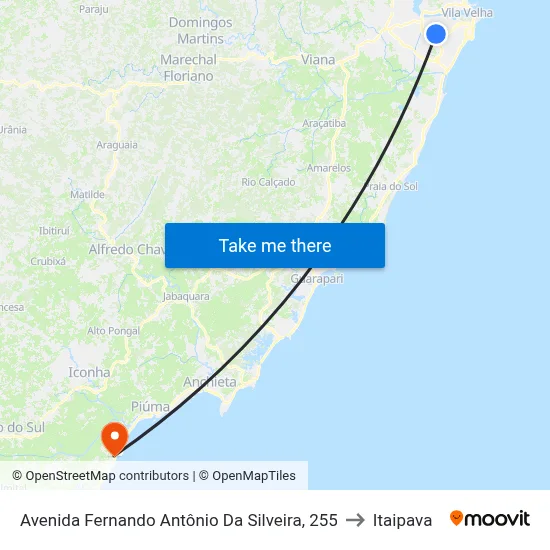 Avenida Fernando Antônio Da Silveira, 255 to Itaipava map