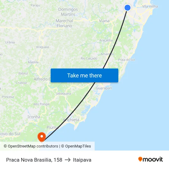 Praca Nova Brasilia, 158 to Itaipava map