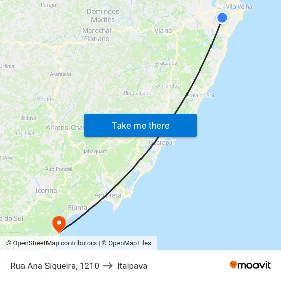 Rua Ana Siqueira, 1210 to Itaipava map