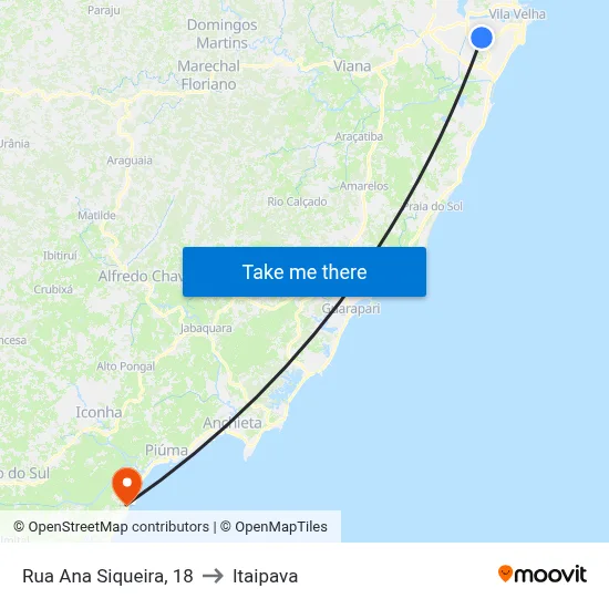 Rua Ana Siqueira, 18 to Itaipava map