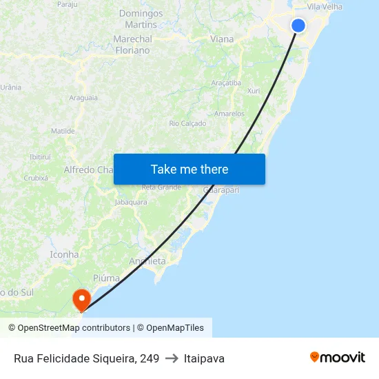 Rua Felicidade Siqueira, 249 to Itaipava map