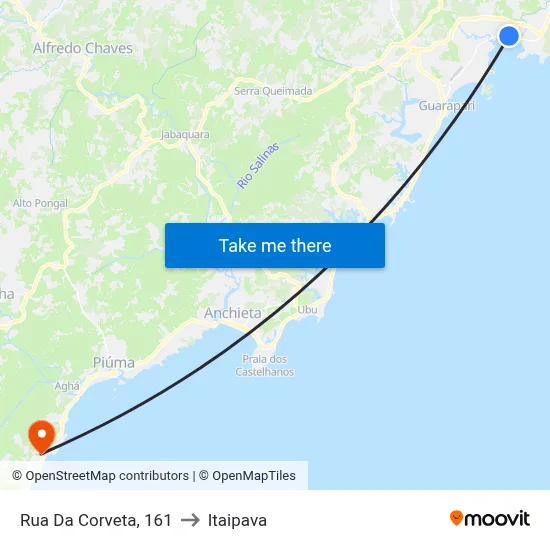 Rua Da Corveta, 161 to Itaipava map