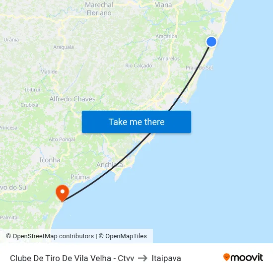 Clube De Tiro De Vila Velha - Ctvv to Itaipava map
