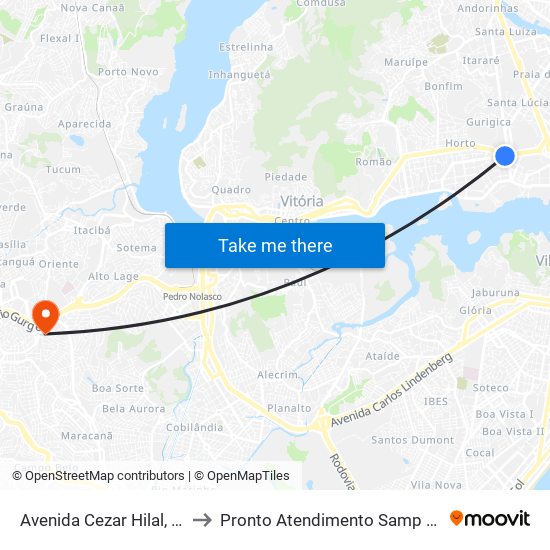 Avenida Cezar Hilal, 904 to Pronto Atendimento Samp 24hs map