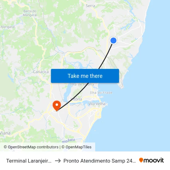 Terminal Laranjeiras to Pronto Atendimento Samp 24hs map