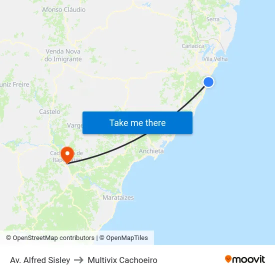 Av. Alfred Sisley to Multivix Cachoeiro map