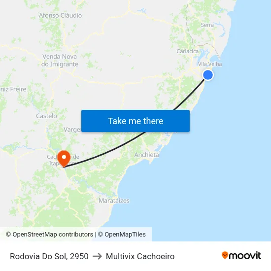 Rodovia Do Sol, 2950 to Multivix Cachoeiro map