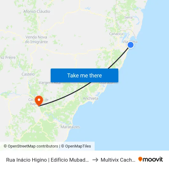 Rua Inácio Higino | Edifício Mubadalla Office to Multivix Cachoeiro map