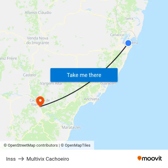 Inss to Multivix Cachoeiro map