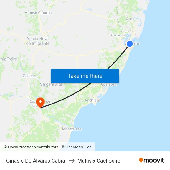 Ginásio Do Álvares Cabral to Multivix Cachoeiro map