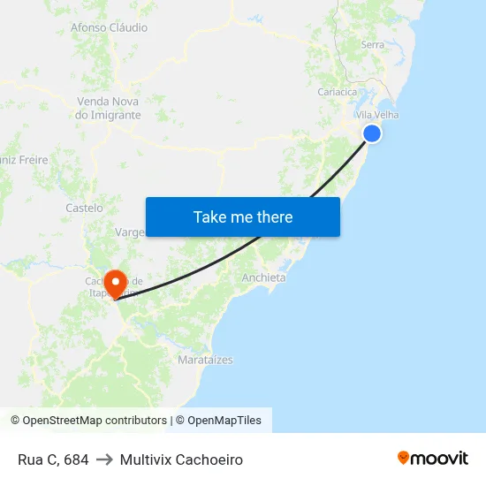 Rua C, 684 to Multivix Cachoeiro map