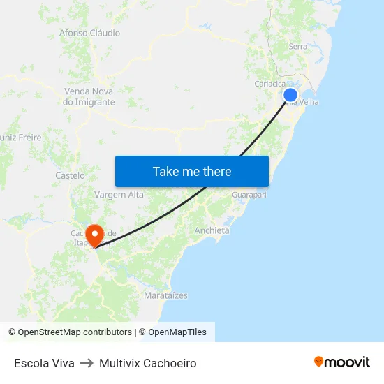 Escola Viva to Multivix Cachoeiro map