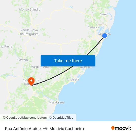 Rua Antônio Ataíde to Multivix Cachoeiro map