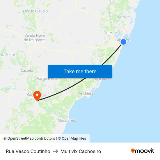 Rua Vasco Coutinho to Multivix Cachoeiro map