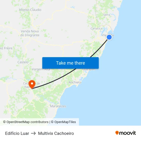 Edifício Luar to Multivix Cachoeiro map