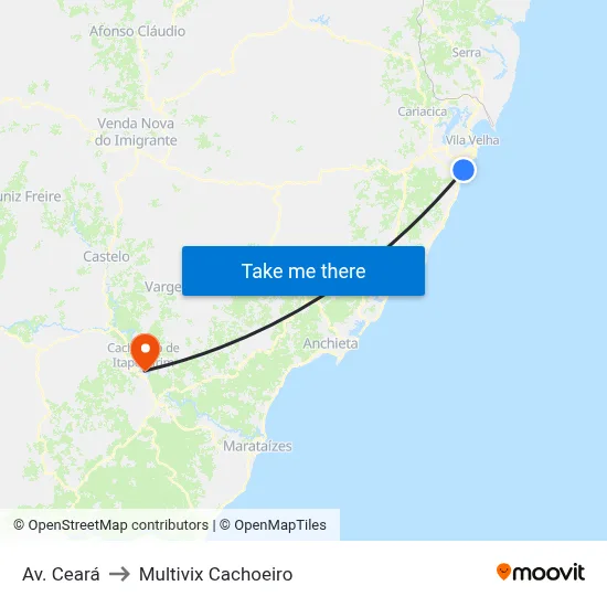 Av. Ceará to Multivix Cachoeiro map