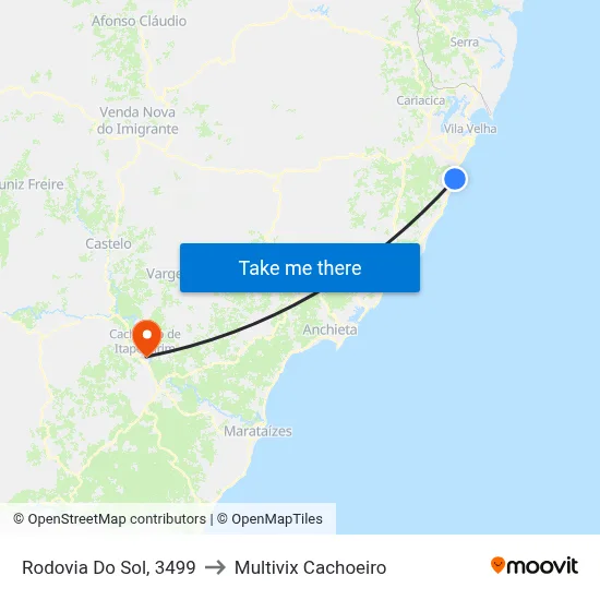 Rodovia Do Sol, 3499 to Multivix Cachoeiro map